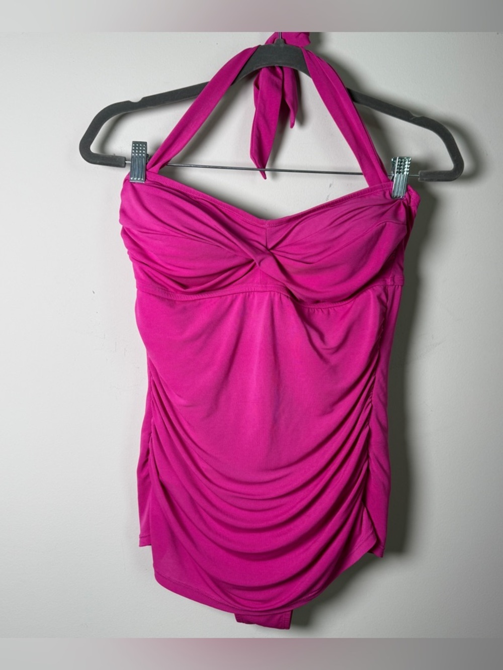 Jantzen Halter One-Piece Swimsuit | Magenta Pink | Size 12 Ruched Tummy Control